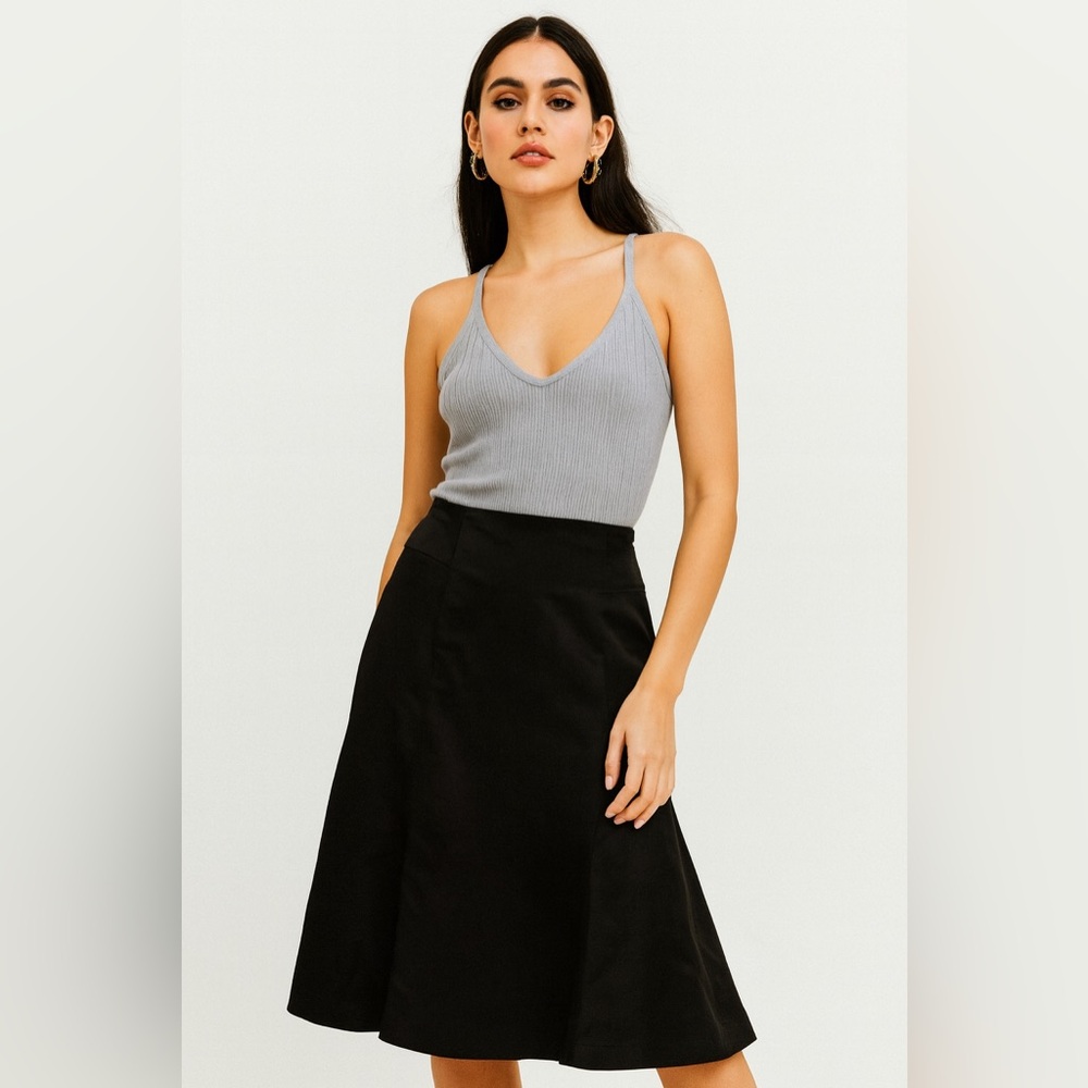Theory Black Satin Fit and Flare Skirt Sz. 4